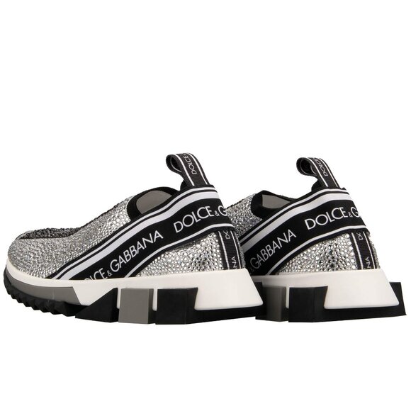 Dolce & Gabbana - Unisex Crystal DG Logo Slip-On Sneaker SORRENTO White Black 42 - Picture 2 of 5